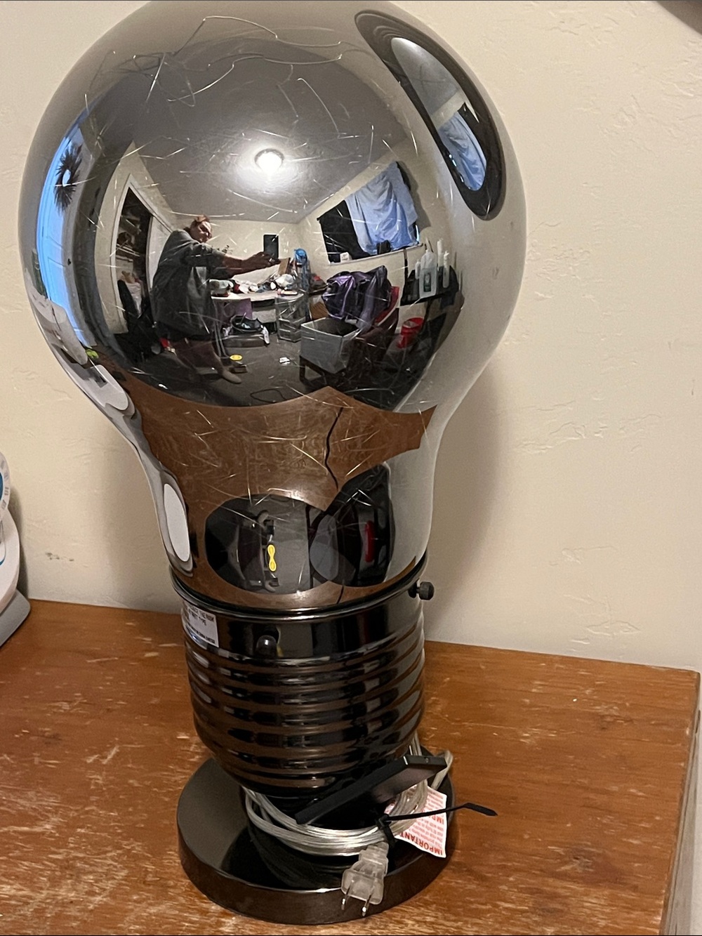 Reflective Bulb Table Lamp - Black Chrome